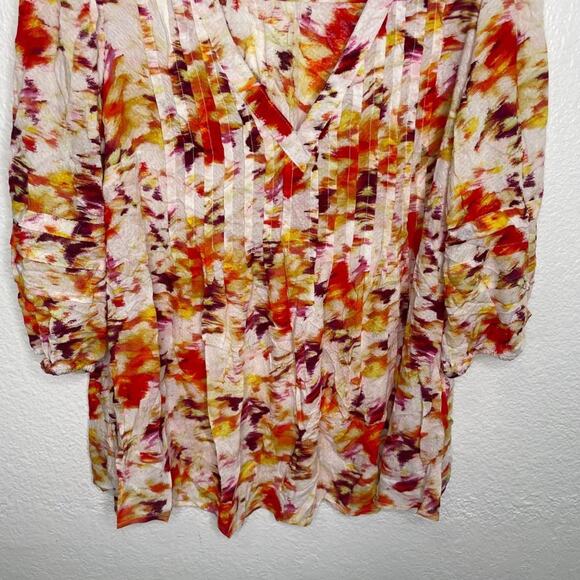 Terra & Sky Womens Top Size 0X 3/4 Sleeve Lightweight Multicolored V-Neck Blouse - Picture 7 of 16